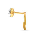 Graceful Floral Gold and Diamond Nose Pin,,hi-res image number null