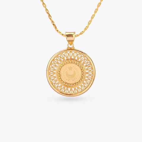 Filigree Crescent Gold Pendant