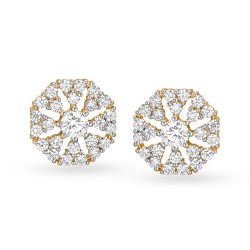 Gleaming Gold and Diamond Stud Earrings