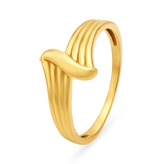 Sophisticated 22 Karat Yellow Gold Ridged Finger Ring,,hi-res image number null