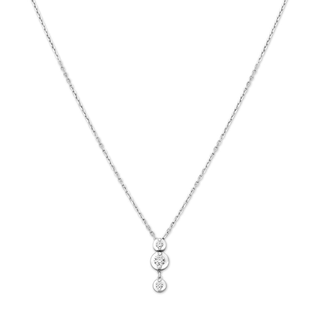 Dainty White Gold and Diamond Pendant with Chain