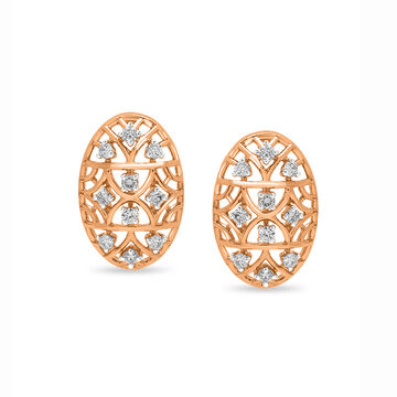 14 KT Rose Gold Bespoke Oval Stud Earrings