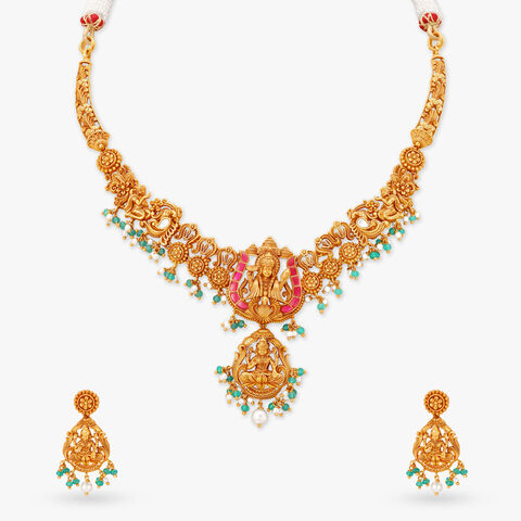 Lakshmi Narayana Gold Necklace Set