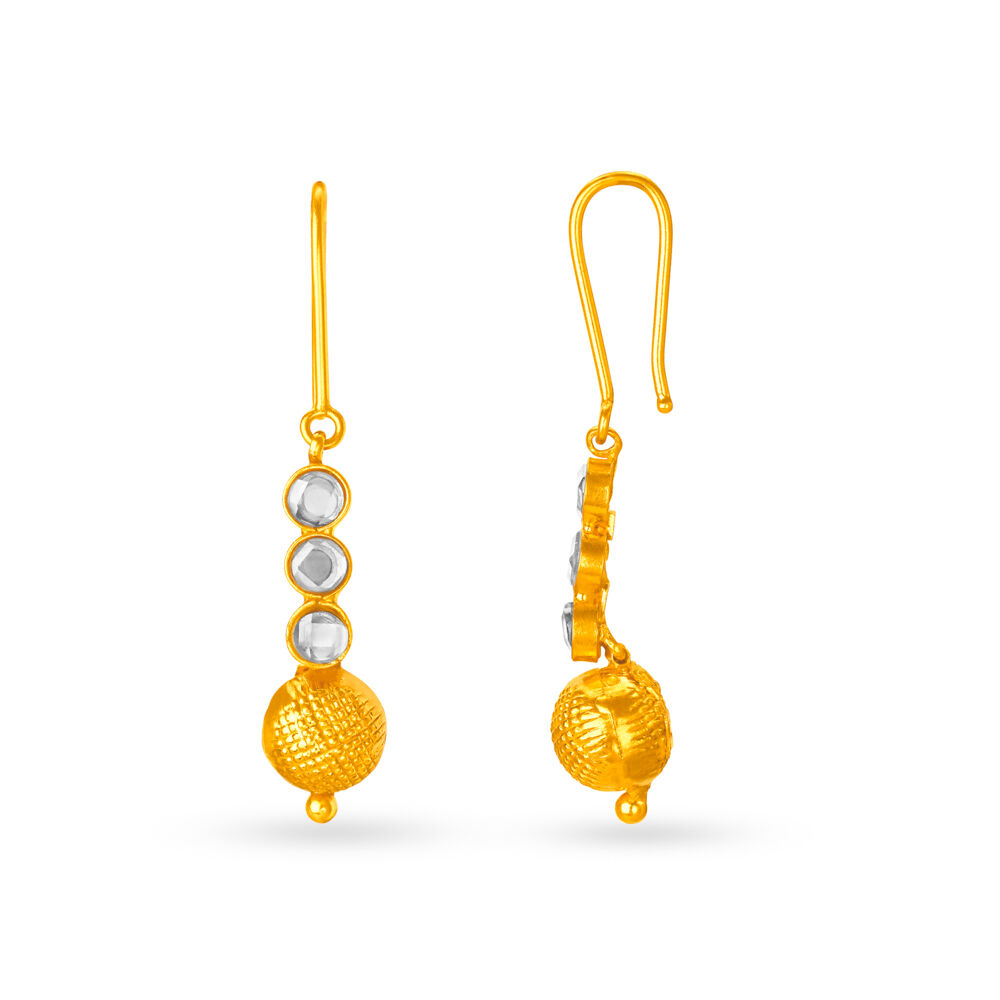 Charming 22 Karat Gold And Diamond Danglers