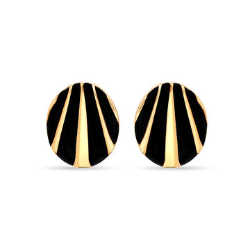 14 KT Yellow Gold Bold Stripes Stud Earrings