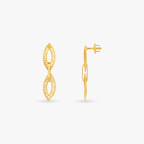 Linked Leaves Gold Drop Earrings