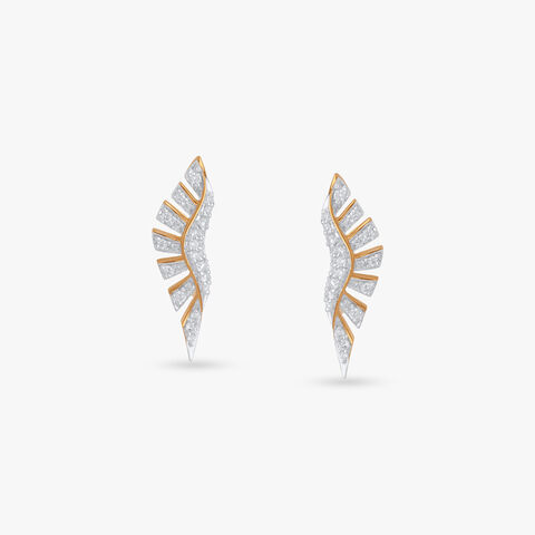 Sculpted Wing Diamond Stud Earrings