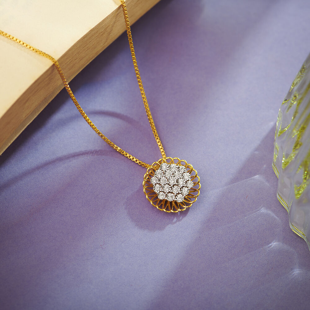 Majestic Dazzling Yellow and White Gold Diamond Pendant Tanishq Online Store