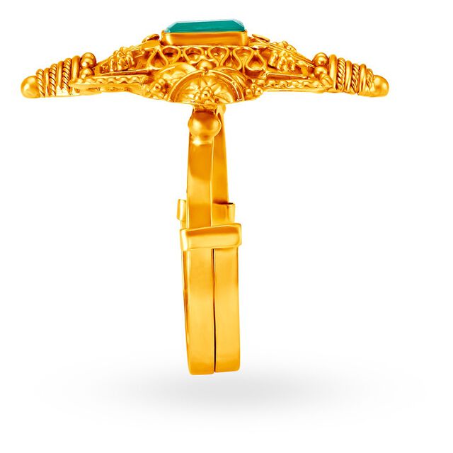 Distinguished 22 Karat Yellow Gold And Stone Finger Ring,,hi-res image number null