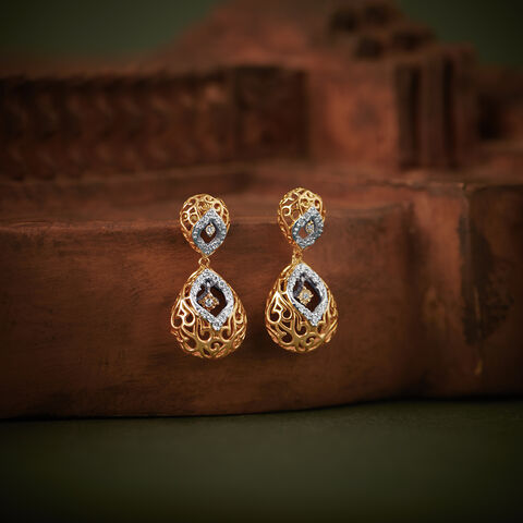 Eclectic Fancy Diamond Drop Earrings in White and Rose Gold