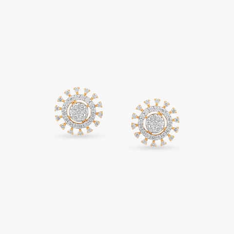 Sunlit Halo Diamond Stud Earrings