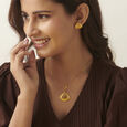 Classy Triangular Pendant and Earrings Set,,hi-res image number null
