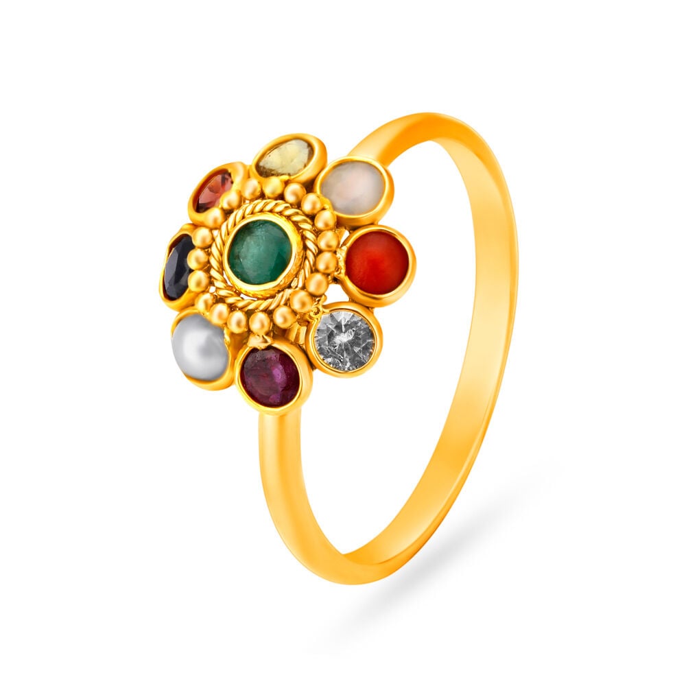 Celestial 22 Karat Yellow Gold And Stone Finger Ring