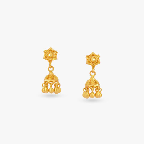 Royal Tassel Gold Jumka Earrings for Kids