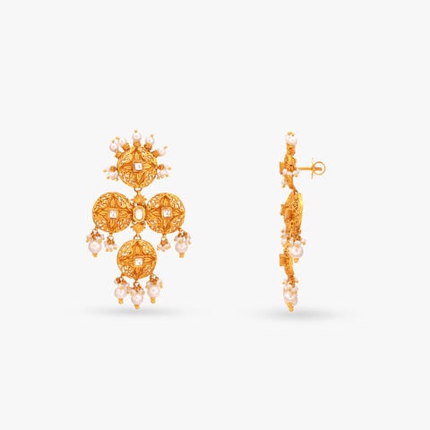 Royal Medallion Gold Drop Earrings