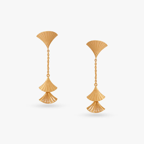 Geometric Fan Gold Drop Earrings
