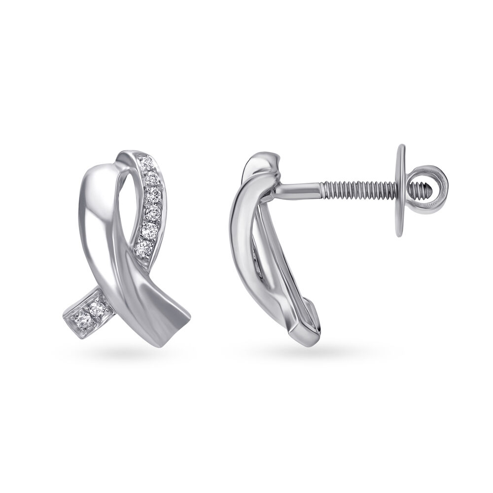 Charming 950 Platinum Ribbon Stud Earrings