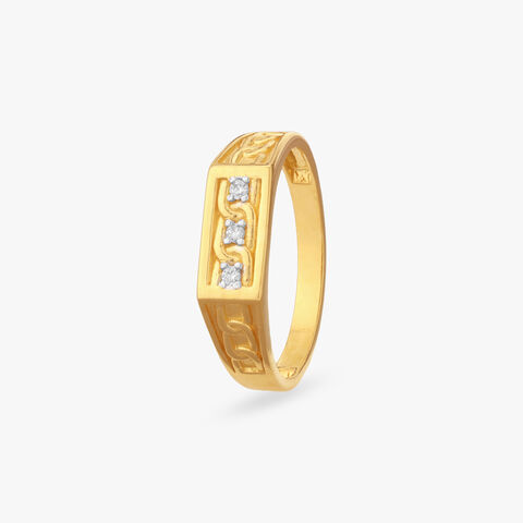 Modern Crest Gold Ring for Men