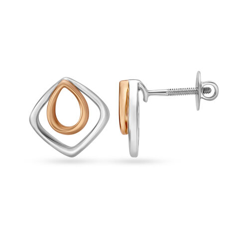 Classic Dual Quad Shape Platinum Earrings