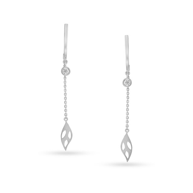 Sleek Platinum Drop Earrings,,hi-res image number null