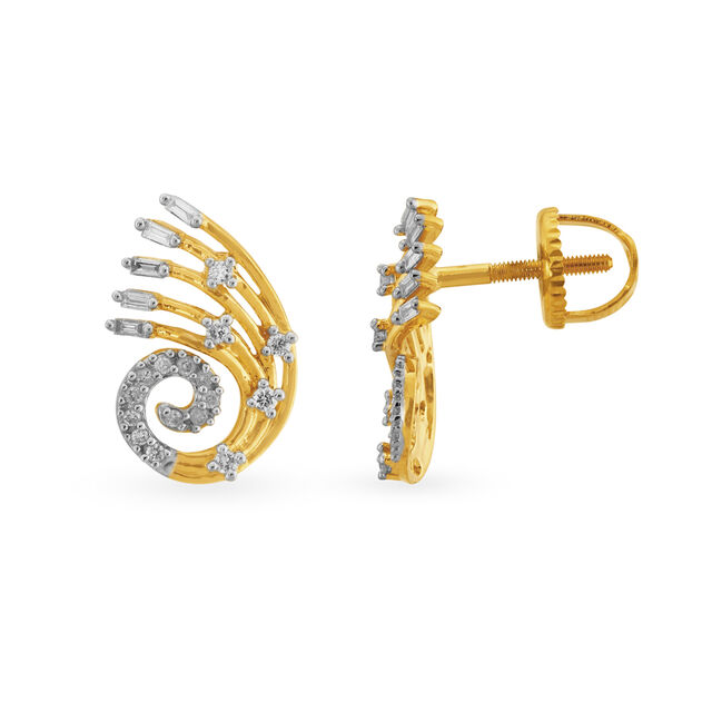 Contemporary Floral Diamond Stud Earrings,,hi-res image number null