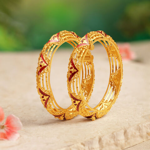 Batik Blossom Kankan Gold Bangles