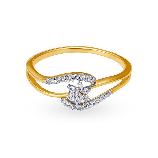 18 Karat Gold and Diamond Floral Finger Ring