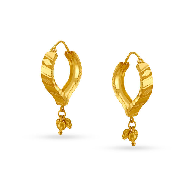 Riveting Gold Hoop Earrings With Beads,,hi-res image number null