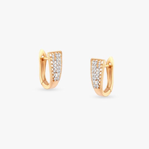 Floral Taper Diamond Gold Hoop Earrings