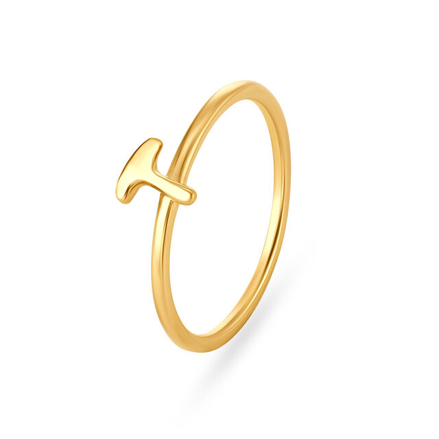 Letter T 14KT Yellow Gold Initial Ring,,hi-res image number null
