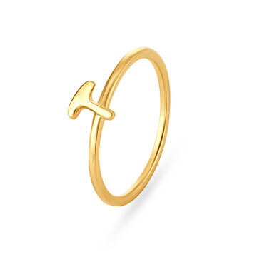 Letter T 14KT Yellow Gold Initial Ring