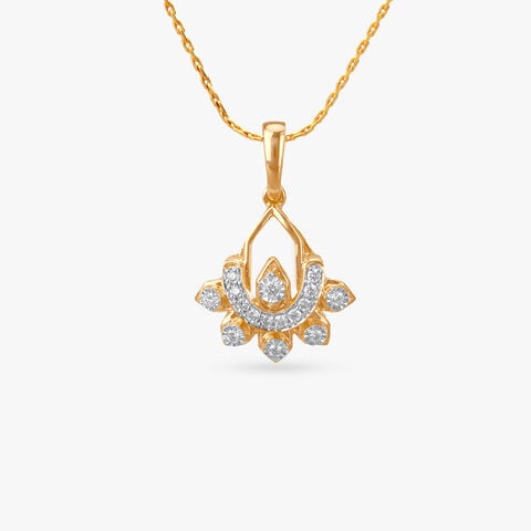 Floral Crescent Diamond Pendant