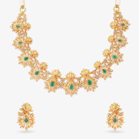 Clustered Splendour Gold Necklace Set