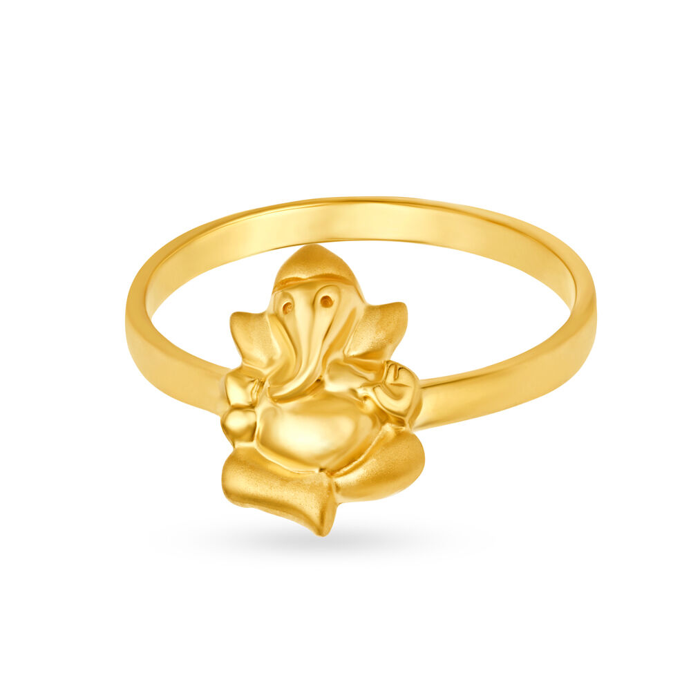 Auspicious 22 Karat Yellow Gold Ganesha Ring
