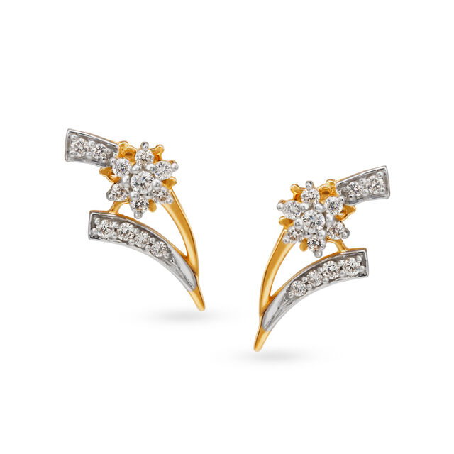 Splendid Floral Diamond Earrings,,hi-res image number null