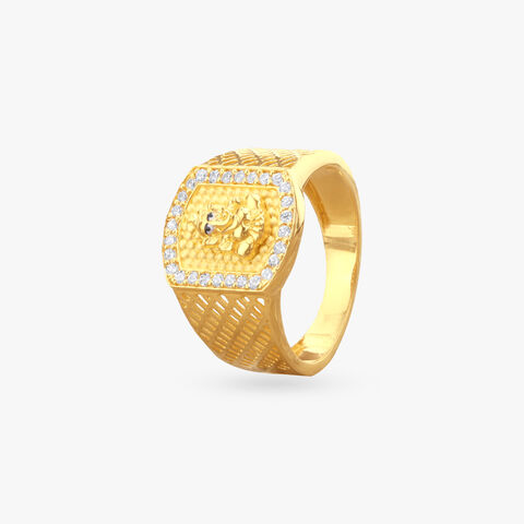 Divine Shield Gold Ring for Men