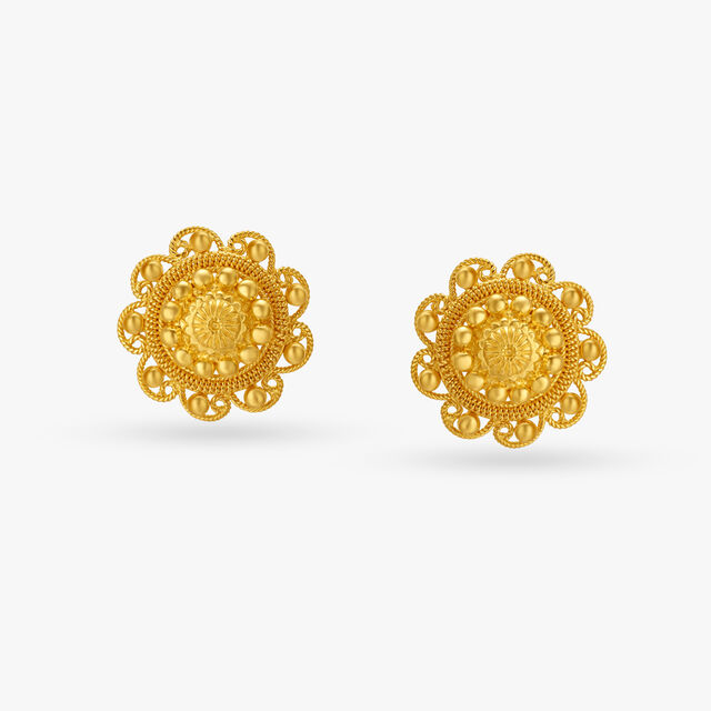 Luxurious Floral Gold Stud Earrings