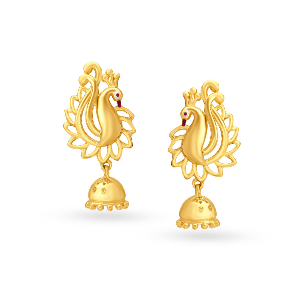 Graceful Peacock Gold Jhumka