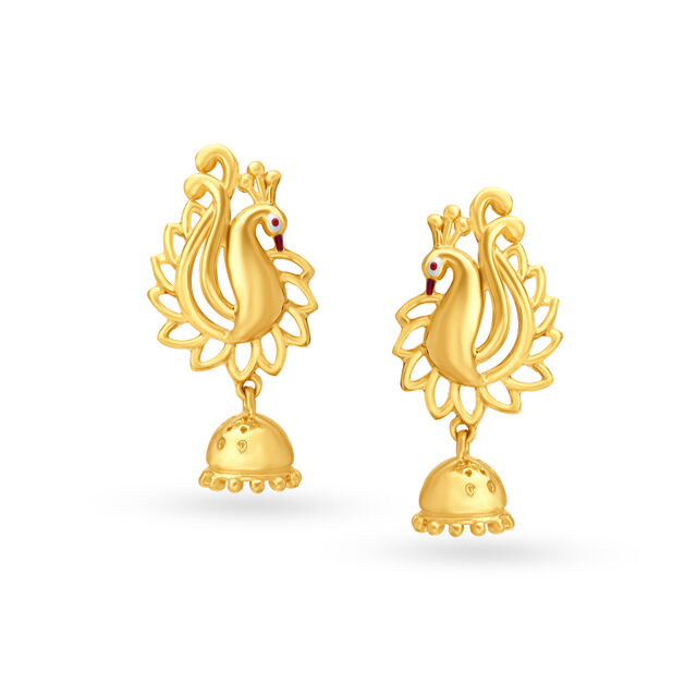 Graceful Peacock Gold Jhumka,,hi-res image number null