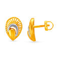Bewitching 22 Karat Yellow Gold Artistic Teardrop Stud Earrings,,hi-res image number null