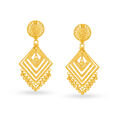 Edgy 22 Karat Yellow Gold Geometric Drop Earrings,,hi-res image number null