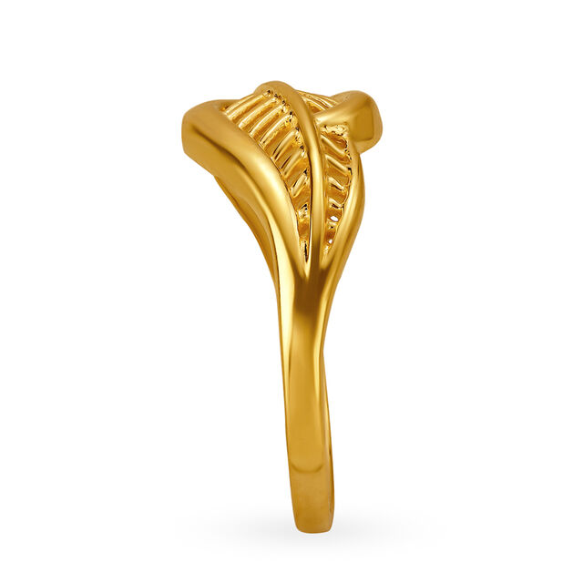 Stunning Yellow Gold Leaf Finger Ring,,hi-res image number null