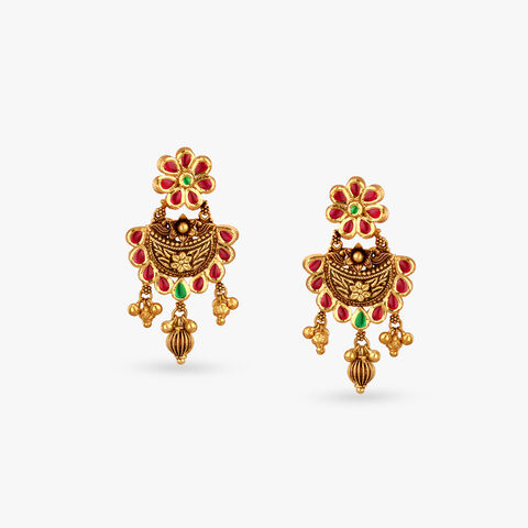 Floral Majesty Gold Drop Earrings