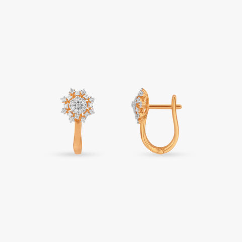 Starburst Crown Diamond Hoop Earrings