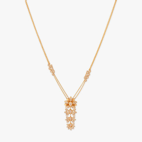 Falling Petals Gold Pendant with Chain