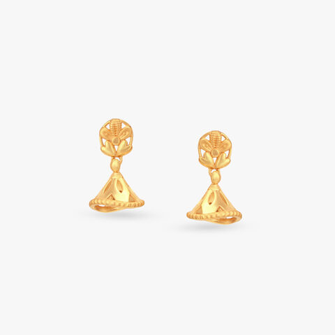Little Bloom Gold Jhumka Earrings for Kids