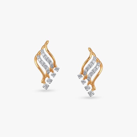 Ripple Sparkle Diamond Stud Earrings