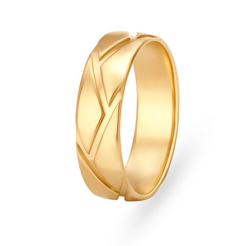 Modern 22 Karat Yellow Gold Criss Cross Pattern Finger Ring