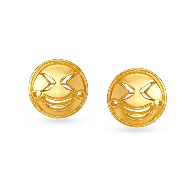 Laughing Face Emoticon Stud Earrings for Kids,,hi-res image number null