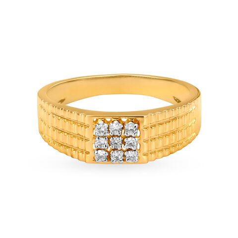 Iridescent 18 Karat Gold And Diamond Ring For Men